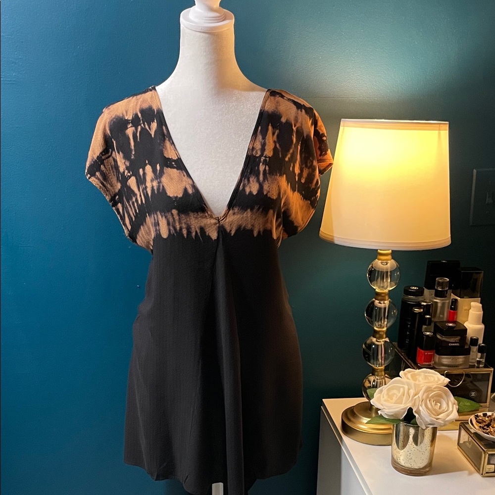 Free People Black and Orange Mini Dress